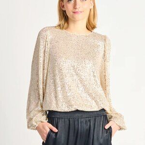 NEW Dex Destiny Sequin Long Sleeve Evening Top Blouse P6616